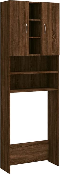 Wasmachine ombouw - Kast - Opbouwmeubel - Verhoger - Wasmachine meubel - Opbergkast - Hout - 64x25,5x190 cm - Bruin Eiken — thumbnail 2