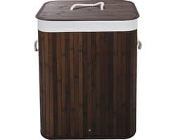 Ceruzo Bamboe Wasmand met Deksel - 72L - Bamboe - Binnenzak Wasbaar - Wassorteerder - Handvaten- Bruin — afbeelding 1
