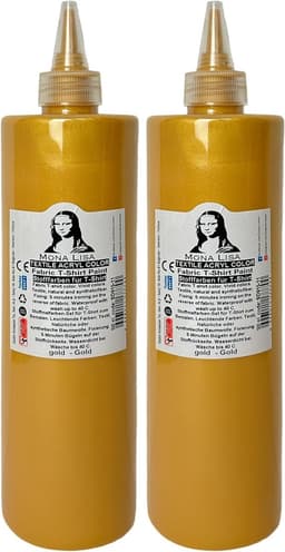 Südor Textielverf 1000 ml, goud.Wasbestendige textielverf voor lichte stoffen. Wasmachinebestendig, wasbestendig. Fixatie door strijken (2 x 500 ml) — thumbnail 1