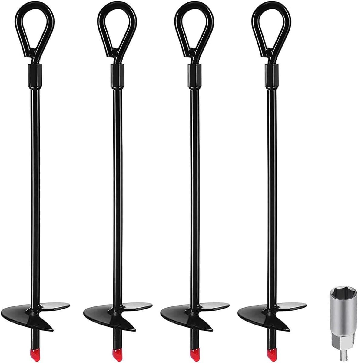 Zware Aarde Ankers - 18 Inch Spiraal Grondankers voor Onkruiddoek en Schutting - Tuindoek en Camping - 14 mm adapter — afbeelding 1