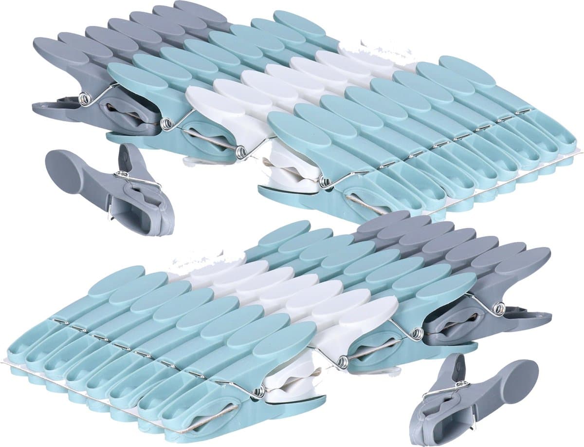 160x Stuks wasknijpers grijs, geel, paars en roze 8,5 cm van kunststof - Was ophangen - Was knijpers — afbeelding 1