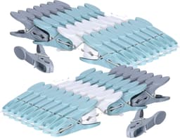160x Stuks wasknijpers grijs, geel, paars en roze 8,5 cm van kunststof - Was ophangen - Was knijpers — thumbnail 1