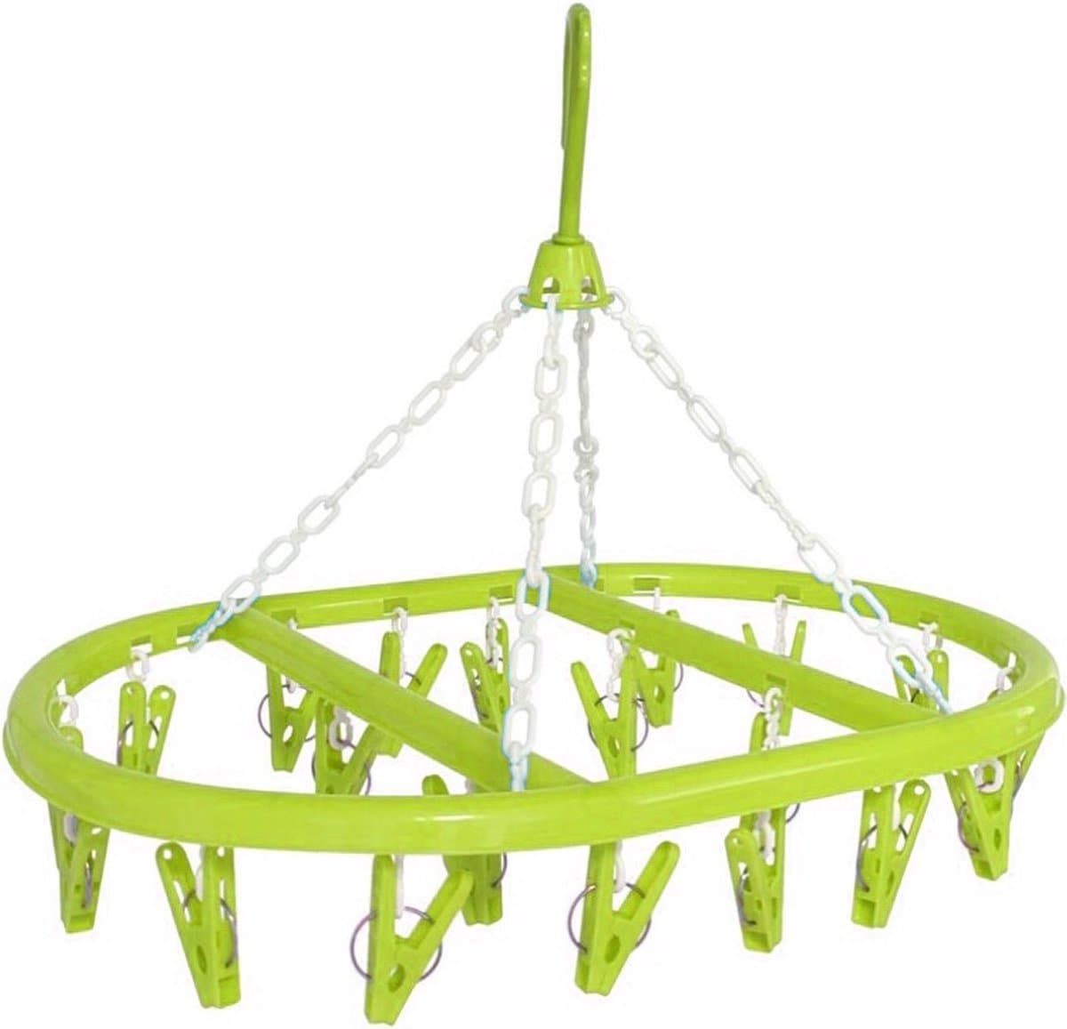 Droogcarrousel/droogmolen groen met 20 knijpers 41 x 32 cm - Droogrek/Droogmolen/Wasrekje — afbeelding 1