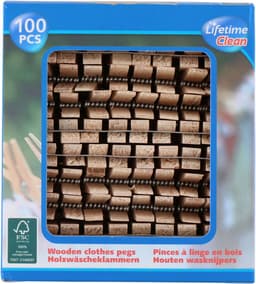 Lifetime Houten Wasknijpers - 100 Stuks - Sterk en Duurzaam voor Dagelijks Gebruik - Geschikt voor Alle Soorten Wasgoed - Milieuvriendelijk - 7,2x0,9x1,4 cm - Bruin — thumbnail 5