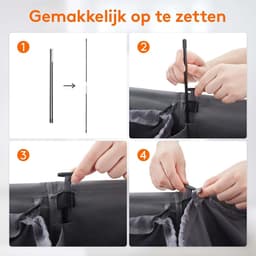 Dubbele Wasmand 105L met Deksel en Verwijderbare Waszakken - Grote Gescheiden Kledingmand - Grijs — thumbnail 4