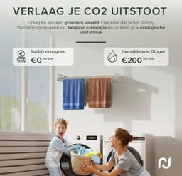 Jubbly® - Wanddroogrek 80cm - Wasrek Inklapbaar - Wasrek Hangend - Droogrek - Inklapbaar Droogrek - Droogrek Muur - 4 Meter Drooglengte - Wit — thumbnail 4