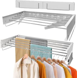 Goodivery ® Uitschuifbare Wanddroogrek voor Binnen en Buiten, Compact en Ruimtebesparend — thumbnail 1