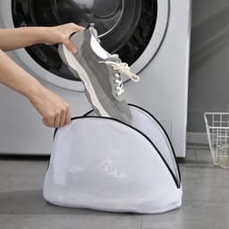 Wasnet Schoenen, 2-pack wit schoenen zakken met rits voor wasmachines (33x22x23cm), speciale anti-deformatie waszakken voor sportschoenen, sokken - zwart — thumbnail 3