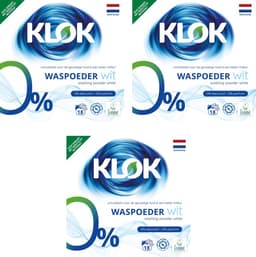 3 x Klok Waspoeder Eco Wit 18 Wasbeurten 1,17 kg — thumbnail 1