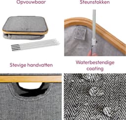 Gadgy Wasmand met Deksel - Opvouwbaar - 103 liter - Wasbox met Uitneembare Waszak - Wasmanden - Laundry Basket - Grijs — thumbnail 5