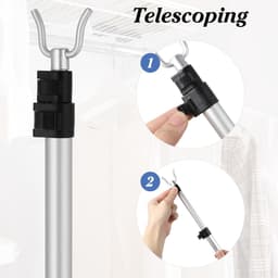 Waslijn Paal - Droogstok Kleding - Kleding Ophangen - Verstelbare Lengte - 125 cm - Zilver — thumbnail 3