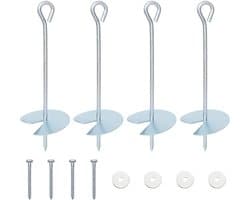 vidaXL - Aardanker - 4 - st - Ø10 - x - 30 - cm - Gegalvaniseerd - Metaal - zilver