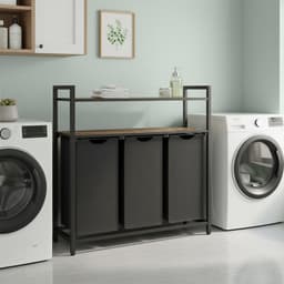 VASAGLE - Wasmand - Wassorteerder - 3 Uitneembare Tassen - Legplank - Voor Badkamer en Wasruimte — thumbnail 4