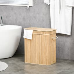 Opvouwbare wasmand van bamboe, wasemmer met een grote inhoud van 90 liter, voorzien van een uitneembare binnenzak en een deksel — thumbnail 3