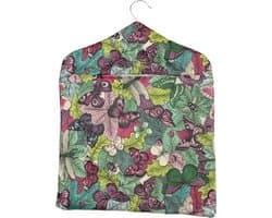 Tafelzeil Wasknijperzak - Opberghoes Hangers - Wassen Buiten - Waterdichte Buitenlaag - 31x37 cm - Groen Roze Libellen