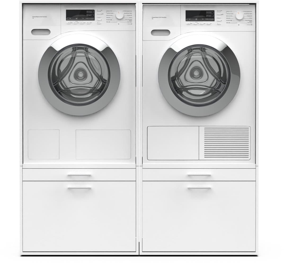Washcab® Wasmachine Kast - Wasmachine Verhoger - Wasmachine Ombouw - Met lade - Wit - Duo Set Low 1 — afbeelding 1