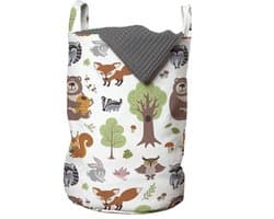 Dailygoods - Dailygoody - Waszak - Opbergen van wasgoed - Duurzaam en praktisch - Groen meerkleurig - Handgrepen en koordsluiting - Geschikt voor thuis en op reis