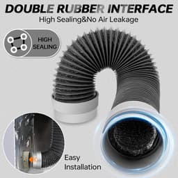 Ulisem - Droogafvoerslang - 10 cm doorsnede x 91 cm lengte - 6 lagen flexibel aluminium - Inclusief rubberen afdichtingen en klemmen - Hittebestendig tot 100°C - Universele pasvorm voor nauwe ruimtes — thumbnail 5