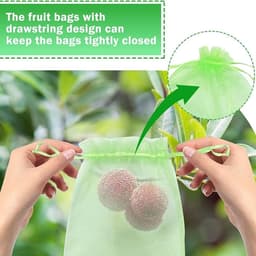 Druiven Beschermzakjes - Fruit Netten - Bescherming Tegen Ongedierte - Herbruikbaar Organza Materiaal - 50 stuks 9x12 cm - Beige — thumbnail 5