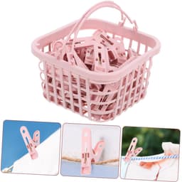 30 stuks - Plastic klemmen - Winddichte klemmen - Wasknijpers - Klemmen voor dekens en kleding - Roze - 9*9*6,5 cm - Plastic handdoekklemmen - Met opbergmandje - Te gebruiken voor het ophangen van handdoeken, dekens en dekbedden — thumbnail 4