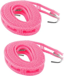 Waslijn touw - Kledinglijn drooglijn - Kleding drogen - Antislip ontwerp - 2 meter - Roze — thumbnail 1