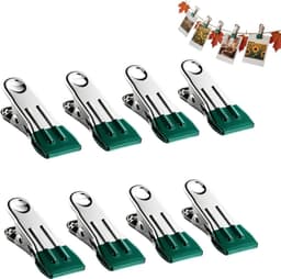 Wasknijpers Zwaar - Kledingklemmen Organizer - Kleding Droge - Roestvrij Staal - 8 Stuks - Groen — thumbnail 1