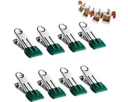 Wasknijpers Zwaar - Kledingklemmen Organizer - Kleding Droge - Roestvrij Staal - 8 Stuks - Groen