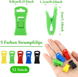 Sokkenklemmen 52 stuks - Wasknijpers sokken - Sokken sorteren - Stabiel clipontwerp - 3 cm - Meerkleurig — thumbnail 5
