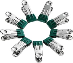 Wasknijpers Metaal - Kledingklemmen Clips - Wasgoed Drogen - Roestvrij Staal - 8 Stuks - Groen — thumbnail 1