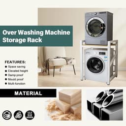 Wasmachine Droger Stapelkit - Wasdroger Opbergrek - Ruimte Besparen - In Hoogte Verstelbaar - 73 x 63 x 105 cm — thumbnail 3