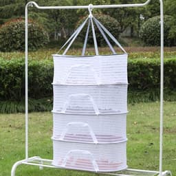 Droognet 4 Lagen - Hangend Droogrek Mesh - Planten Drogen - U-Vormige Ritssluiting - 60x40x126 cm - Grijs — thumbnail 4
