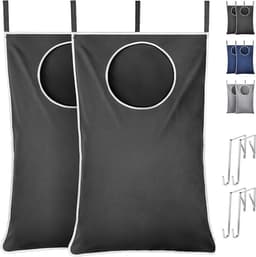Hangende Waszak aan Deur, Grote Opvouwbare Vuile Wasmand, Wasmand Tas voor Badkamer en Slaapkamer, Opbergmand Vuile Was, Donkergrijs, Set van 2 — thumbnail 1