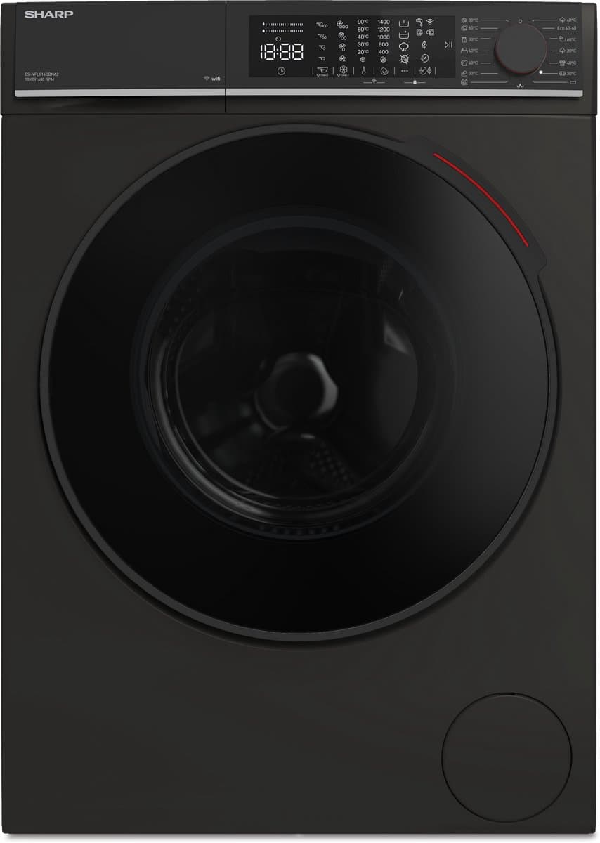 Sharp ES-NFL014CBNA2-CB wasmachine Voorlader 10 kg 1330 RPM Zwart — afbeelding 1