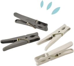 Wasknijpers Mand - Kledingknijpers - Kleding Drogen - 100% Recyclebaar Plastic - 14 cm Hoog - Grijs Wit — thumbnail 5