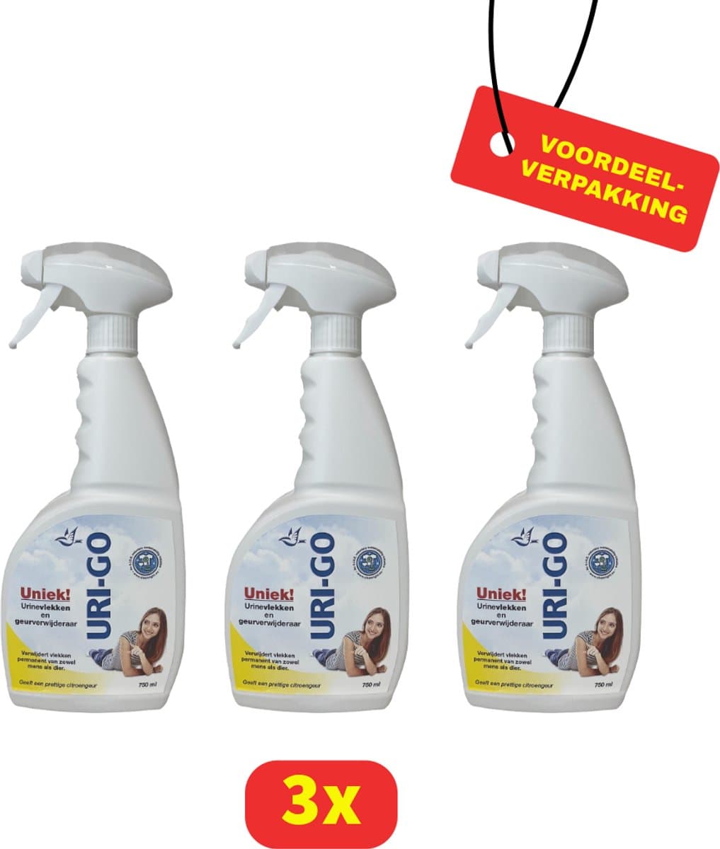 Uri-go Urinegeur- en Vlekverwijderaar - 3 x 750 ml - Voordeelverpakking — afbeelding 1