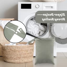 2 Stuks Waterdichte Waszakken voor Reizen, Grote Nat Bag voor Zwemkleding en Vuil Wasgoed 30 x 40 cm (Grijs/Groen) — thumbnail 4