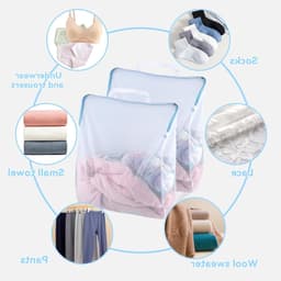 Grote wasnetten met handvatten en rits, 50 x 55 cm, ideaal voor ondergoed, delicate kleding en beddengoed — thumbnail 3