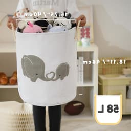 Extra grote wasmand voor baby's en kinderen, 58 liter, met trekkoord, opbergmand voor speelgoed en kinderkamer, multifunctioneel en praktisch — thumbnail 2