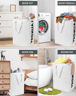 Opvouwbare wasmand 2-pack 75 liter met deksel - wasverzamelaar, smalle wasmand voor badkamer en woonkamer, 60 x 40 x 34 cm. — thumbnail 4