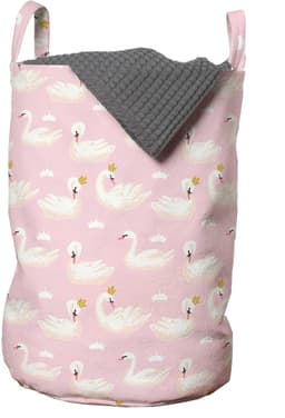 ABAKUHAUS Swans waszak, Blush Tone King Waterfowl, wasmand met handvatten, trekkoordafsluiting voor wasserettes, lichtroze crème — thumbnail 1