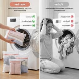 Set van 6 Grote Wasnetten voor de Wasmachine, Diverse Maten, Ideaal voor Fijne Was, Ondergoed, Sokken en Kleding met Rits — thumbnail 2