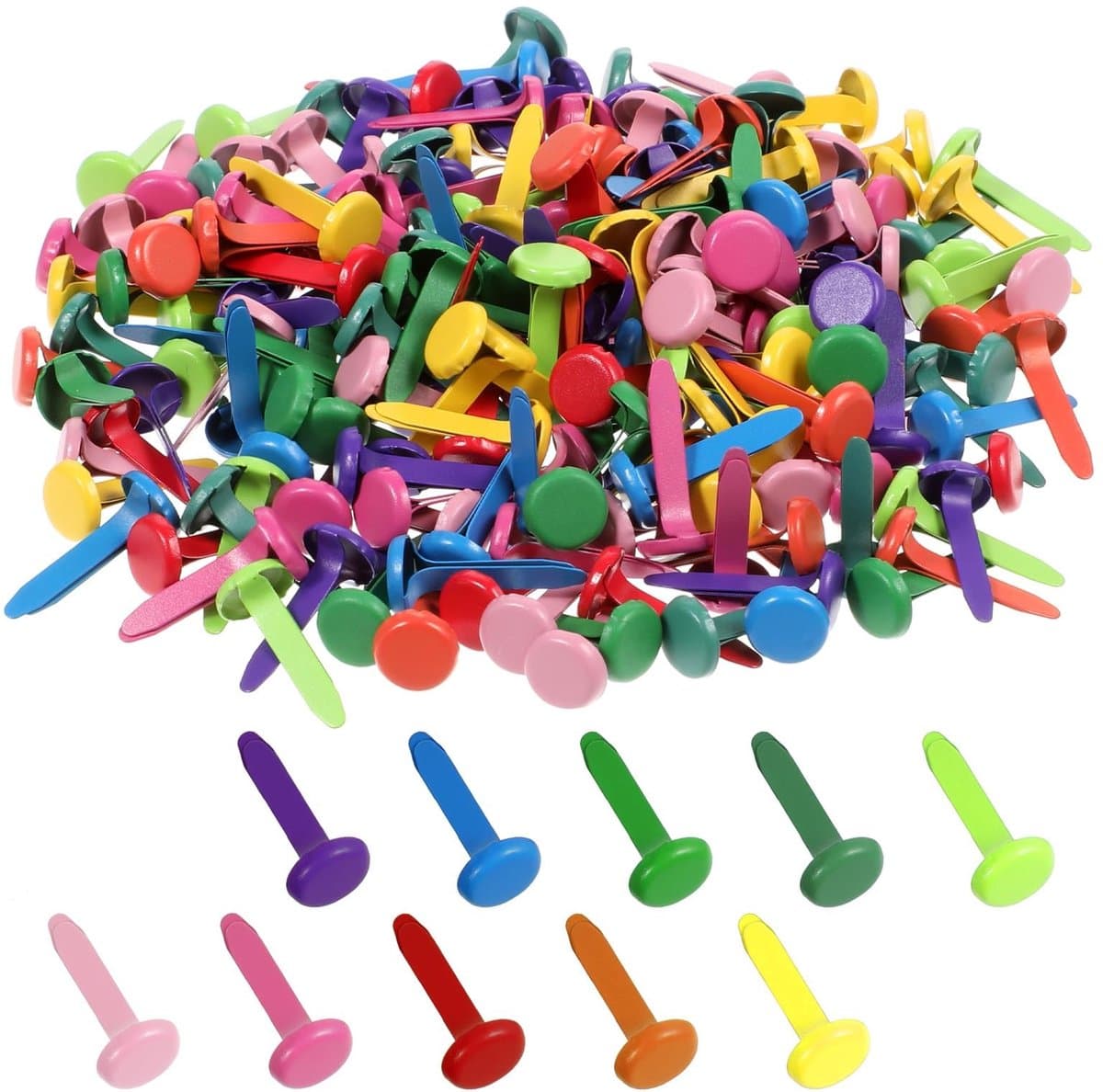 Jhubersproducts - Patroonzakklemmen - Kleurrijke brads - 200 stuks - Mini klemmen voor school en kantoor - Perfect voor scrapbooking en handwerk - Ide — afbeelding 1
