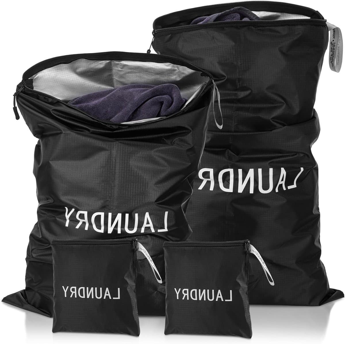 Waterdichte Waszakken Set van 4, 3 Maten voor Vuile Kleding, Ideaal voor Zwemmen, Yoga en Reizen, Vouwbare Waszakken voor Gezinnen — afbeelding 1