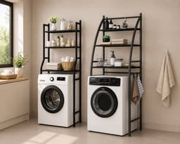 MeubelsvanJoep wasmachine ombouw rek zwart 166 x 65 x 25 cm - Wasmachine rek met opbergruimte zwart - Wasmachine rek bovenlader zwart - Wasmachine rek voorlader zwart - Toilet kast - Wc meubel - Wc kast — thumbnail 3