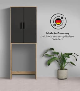 Wasmachinekast - Opbergkast - Ruimte Benutten - Verstelbare Legplanken - 180x65x34 cm - Eiken-zwart — thumbnail 5