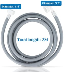 Dailygoods- Koudwaterslang 300 cm - Wasmachine/Vaatwasser - Explosiebestendig - PVC - Grijs - Eenvoudig onderhoud - Watertoevoerslang — thumbnail 4
