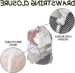 Set van 2 Wasnetzakken 60 x 90 cm, Grote Waszak met Trekkoord, Ideaal voor Kleding, Dekbedhoezen en Speelgoedopslag tijdens Reizen en in de Studentenkamer — thumbnail 5
