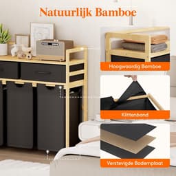 Dailygoods - Wasmand 3 Vakken - 120L Wasverzamelaar met Plank en 2 Laden — thumbnail 5