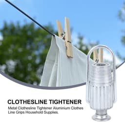 Dailygoods- Waslijn Aanscherper Set van 2 - Aluminium - Duurzaam - Huishoudelijke Leveringen - Kledinglijn - Sterke Constructie - Waslijnspanner — thumbnail 2