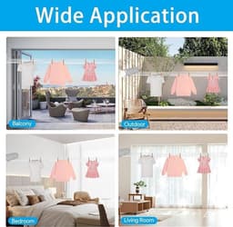 Dailygoods- Waslijn Intrekbaar 3,2-3,75 m - Wandmontage - Kunststof - 4-5 Touwen - 8 kg Capaciteit - Ruimtebesparend Ontwerp - Wasdroger — thumbnail 2